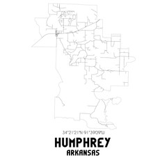  Humphrey Arkansas. US street map with black and white lines.
