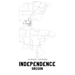  Independence Oregon. US street map with black and white lines.