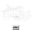 Jones Oklahoma. US street map with black and white lines.