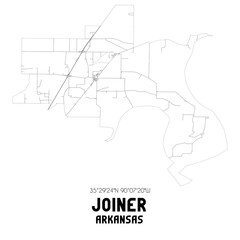  Joiner Arkansas. US street map with black and white lines.