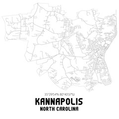  Kannapolis North Carolina. US street map with black and white lines.