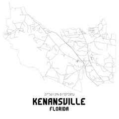  Kenansville Florida. US street map with black and white lines.