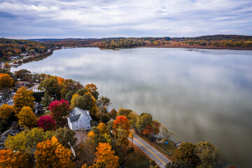 Drone of Budd Lake, Mount Olive New Jersey in the Autumn