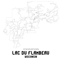  Lac Du Flambeau Wisconsin. US street map with black and white lines.