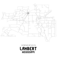  Lambert Mississippi. US street map with black and white lines.