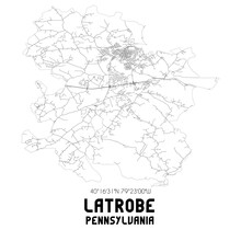 Latrobe Pennsylvania. US Street Map With Black And White Lines.