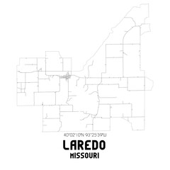  Laredo Missouri. US street map with black and white lines.