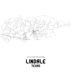  Lindale Texas. US street map with black and white lines.
