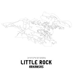  Little Rock Arkansas. US street map with black and white lines.