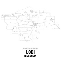  Lodi Wisconsin. US street map with black and white lines.