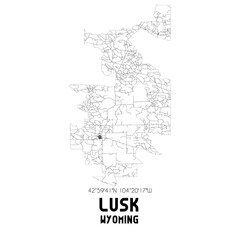  Lusk Wyoming. US street map with black and white lines.