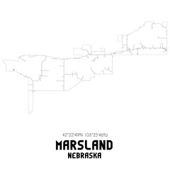  Marsland Nebraska. US street map with black and white lines.