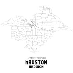  Mauston Wisconsin. US street map with black and white lines.