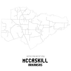  McCaskill Arkansas. US street map with black and white lines.