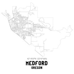  Medford Oregon. US street map with black and white lines.