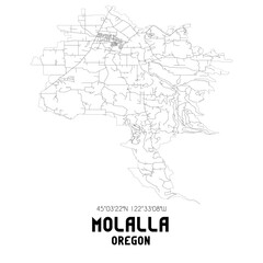 Molalla Oregon. US street map with black and white lines.