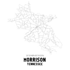  Morrison Tennessee. US street map with black and white lines.