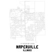 Naperville Illinois. US street map with black and white lines.