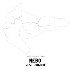 Naklejka na meble Nebo West Virginia. US street map with black and white lines.