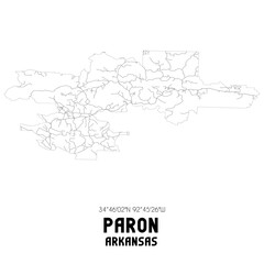  Paron Arkansas. US street map with black and white lines.