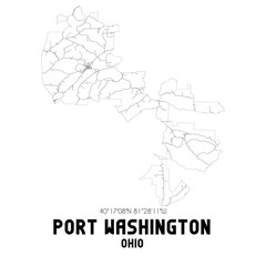  Port Washington Ohio. US street map with black and white lines.