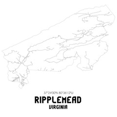  Ripplemead Virginia. US street map with black and white lines.
