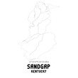 Sandgap Kentucky. US street map with black and white lines.