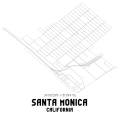 Wall Mural - Santa Monica California. US street map with black and white lines.