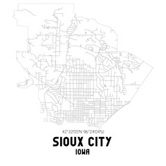  Sioux City Iowa. US street map with black and white lines.