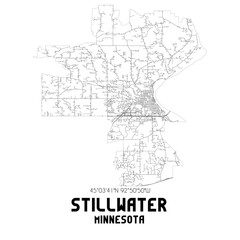  Stillwater Minnesota. US street map with black and white lines.