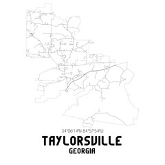  Taylorsville Georgia. US street map with black and white lines.
