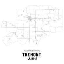 Tremont Illinois. US Street Map With Black And White Lines.