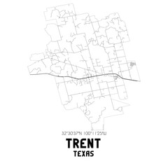  Trent Texas. US street map with black and white lines.