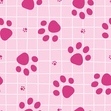 Dog Paw Pattern. Pink Pattern. Dog Pattern