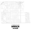 © Rezona - Warren Michigan. US street map with black and white lines.