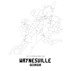  Waynesville Georgia. US street map with black and white lines.