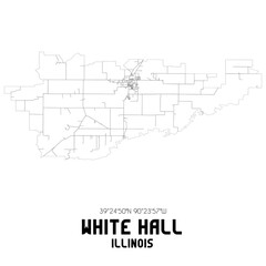  White Hall Illinois. US street map with black and white lines.