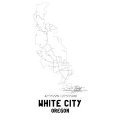  White City Oregon. US street map with black and white lines.