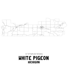 White Pigeon Michigan. US street map with black and white lines.