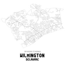 Wilmington Delaware. US Street Map With Black And White Lines.