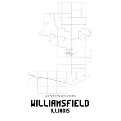  Williamsfield Illinois. US street map with black and white lines.