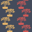 Saxaul on dark background, seamless pattern with desert tree for textile and decoration, vector illustration