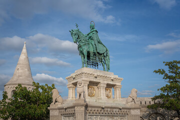 Wall Mural - Statue of St Stephen at Fishermans Bastion - Budapest, Hungary