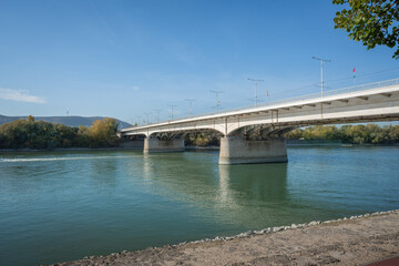 Sticker - Arpad Bridge and Margaret Island at Danube River - Budapest, Hungary