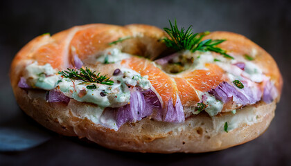 Canvas Print - Photo realistic illustration of a bag with salmon and cheese