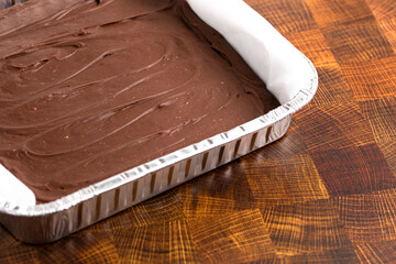 Wall Mural - A Square Pan filled with Homemade Milk Chocolate Fudge