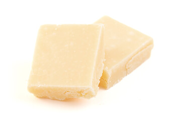 Wall Mural - Square White Chocolate Fudge Isolated on a White Background