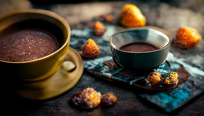 Canvas Print - Photo realistic illustration of hot chocolate cups