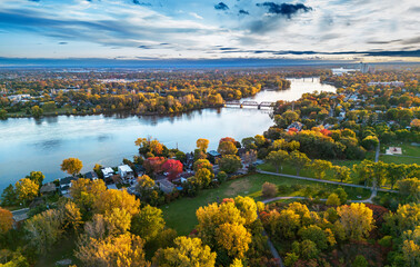 Wall Mural - autumn in quebec, canada, aerial view