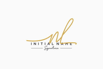 Wall Mural - Initial NL signature logo template vector. Hand drawn Calligraphy lettering Vector illustration.